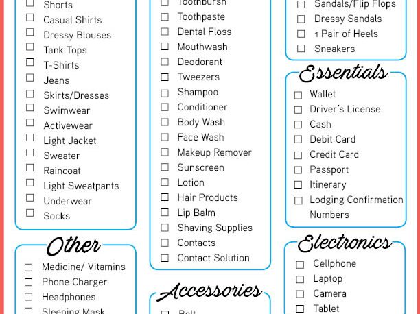 Packing Checklist